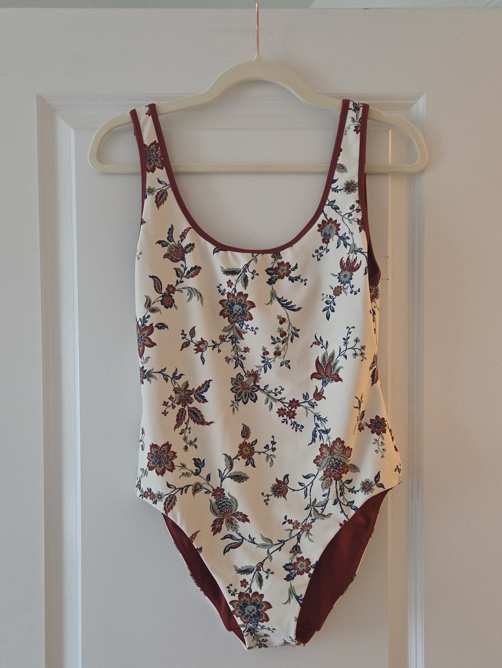 Tuckernuck Cream Floral One-Piece with Rust Trim